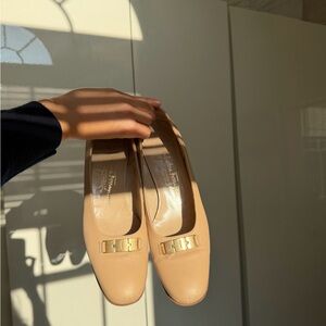 Salvatore Ferragamo Nude Leather Heels